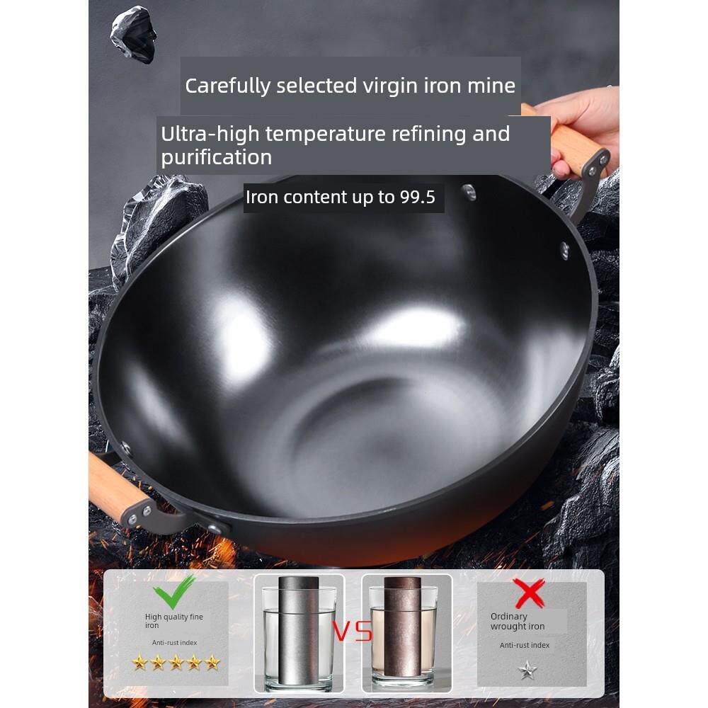 Asd加深加厚老式铁锅平底锅家用双耳铸铁锅电磁炉专用
