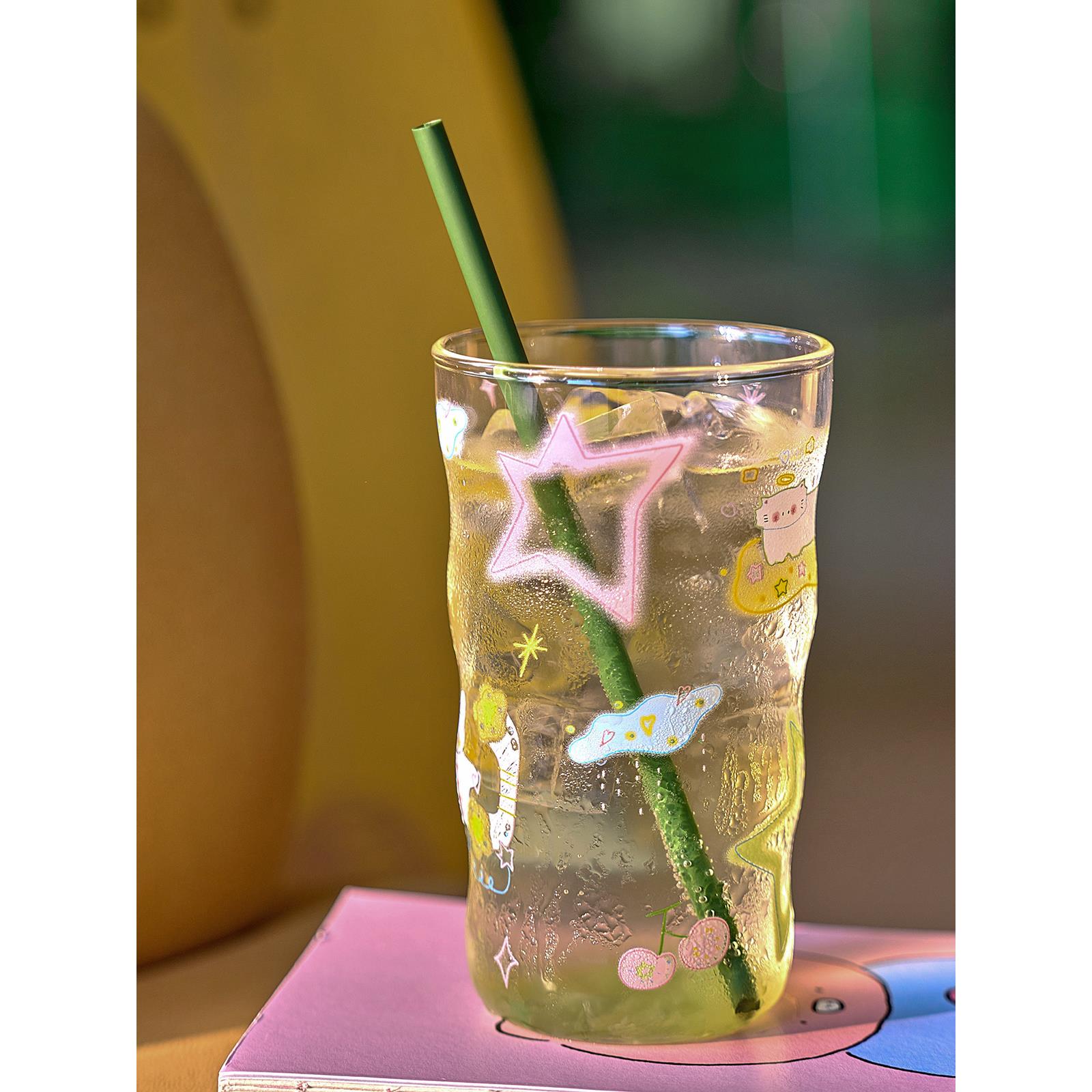 Endless stars艺术家款白日梦星星玻璃杯水杯吸管杯ins少女心礼物