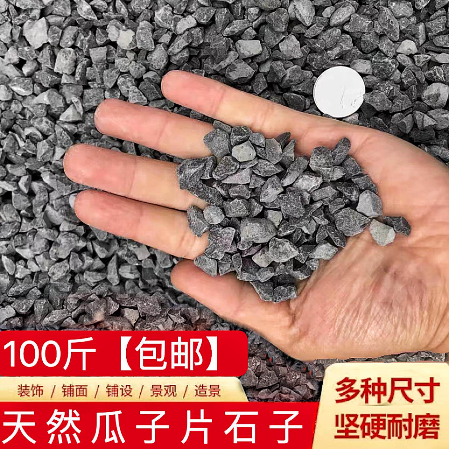 包邮】瓜子片石子100斤装建筑材料拌混凝土庭院花园造景铺地修路