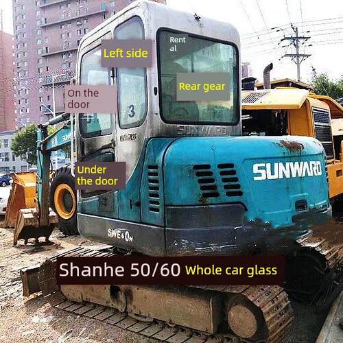 山河智能老式Swe60E/50小型挖掘机玻璃前轮下门板上下天窗右推拉