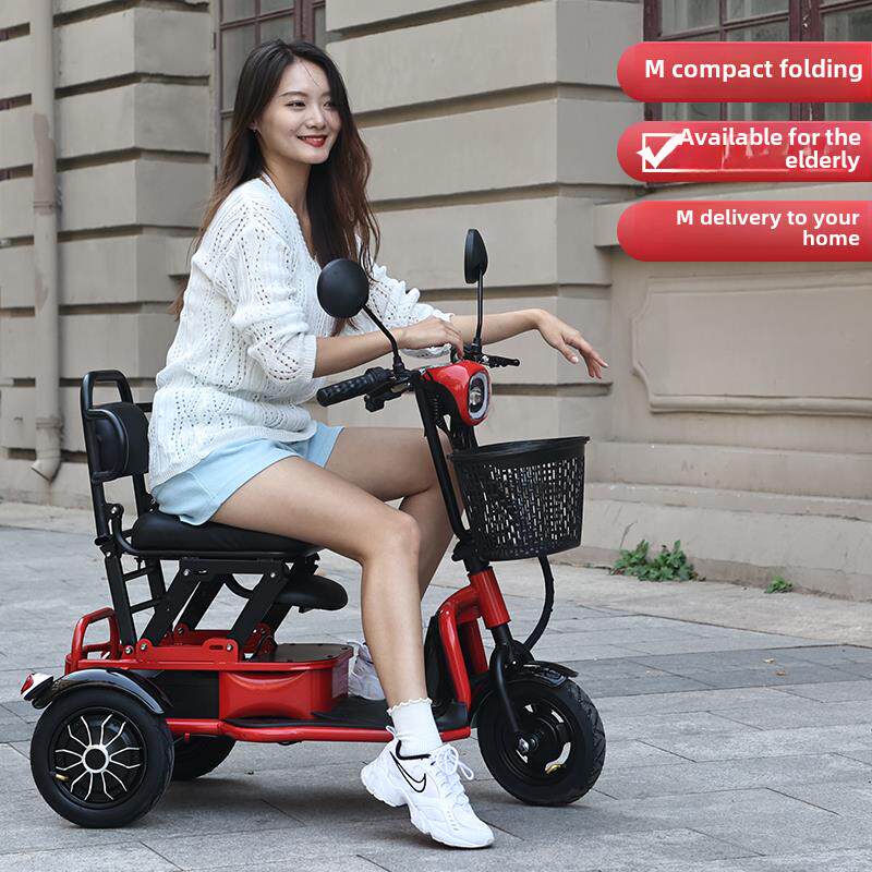 电动三轮车，老人小型踏板车，家用迷你折叠轻便电瓶车，男女和老