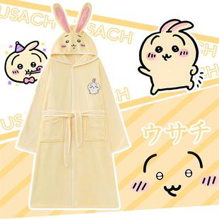 乌萨奇浴袍女款秋冬季吸水速干加厚珊瑚毛绒CHIIKAWA睡衣浴巾睡袍
