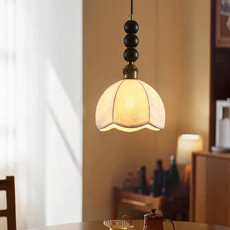 卧室床头吊灯充电免布线中古南洋风黄铜复古宋代美学玄关吧台吊灯