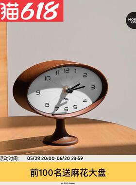 moreover橄榄复古桌面钟客厅卧室玄关实木摆件台式轻奢家居装饰品
