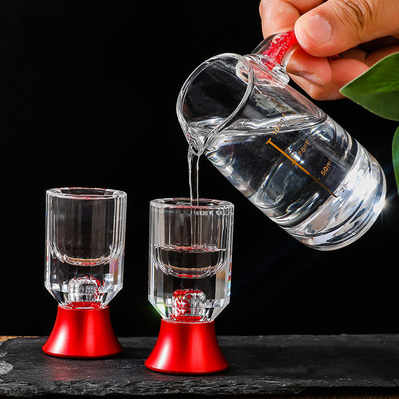 家用高档金箔白酒杯水晶烈酒杯分酒器一口杯礼盒套装酒具白酒杯架,餐饮具,酒具套件,淘宝优惠券,粉丝福利购,淘宝优惠卷