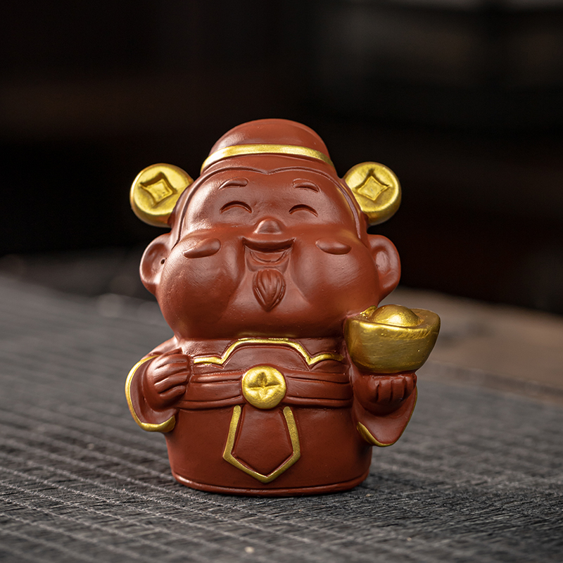 紫砂弥勒财神茶宠摆件