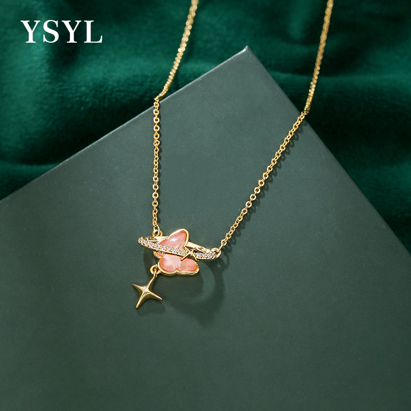 2025新款蝴蝶锆石吊坠小众项链