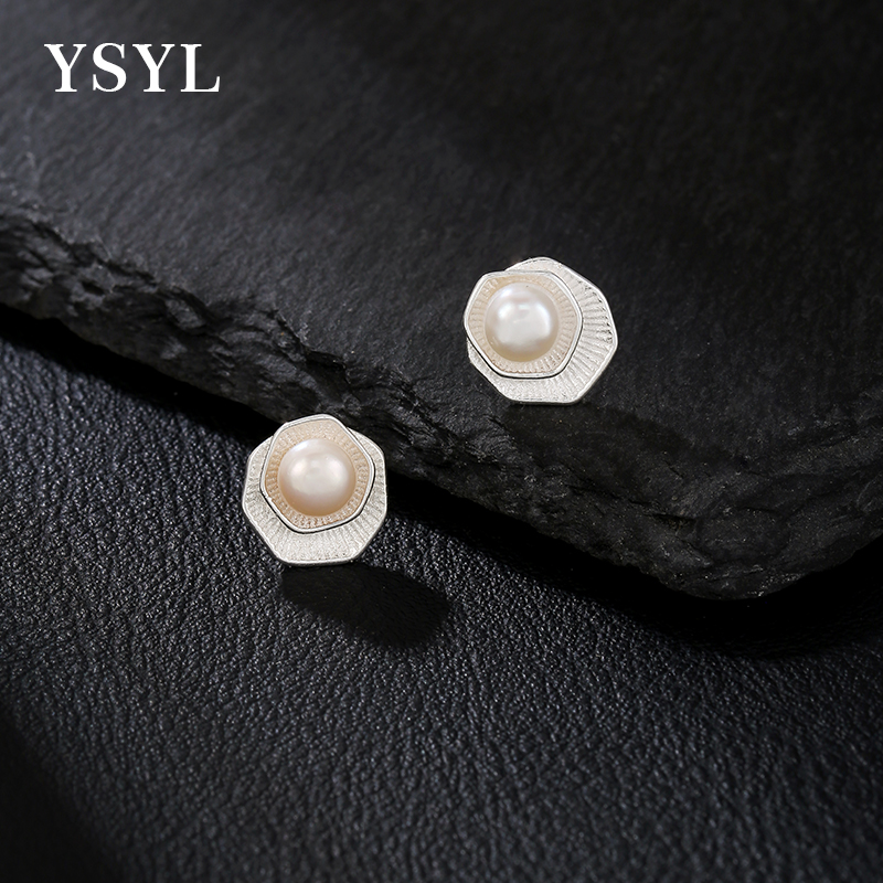 通体银双层莲花珍珠耳环