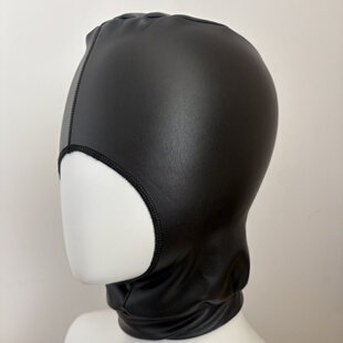 sm情趣pu弹力皮头套面具成人面罩夫妻全包脸性感漏嘴演出道具窒息