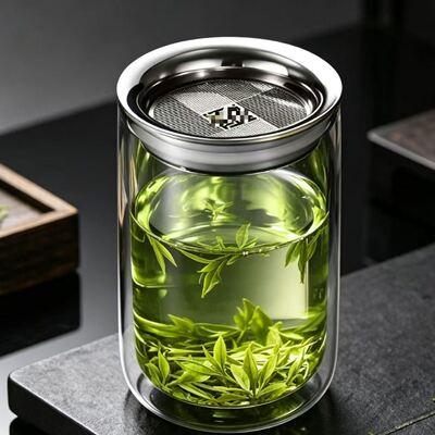 400ml懒人泡茶神器泡茶壶双层玻璃防烫茶水过滤杯便携手拿泡茶壶