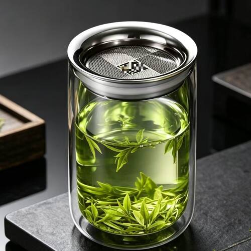 400ml懒人泡茶神器泡茶壶双层玻璃防烫茶水过滤杯便携手拿泡茶壶