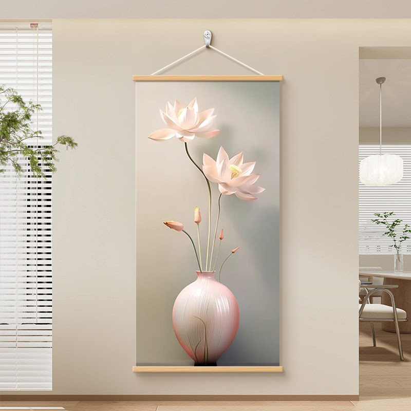 荷花图装饰画新中式客厅玄关挂画
