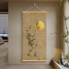新中式玄关装饰画竖版竹子走廊过道挂画侘寂风禅意茶室布置高级感