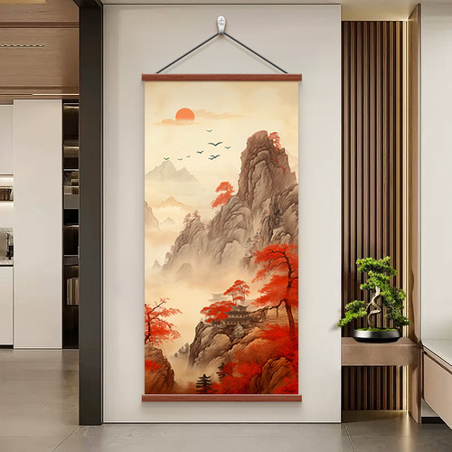 鸿运当头山水画玄关装饰画