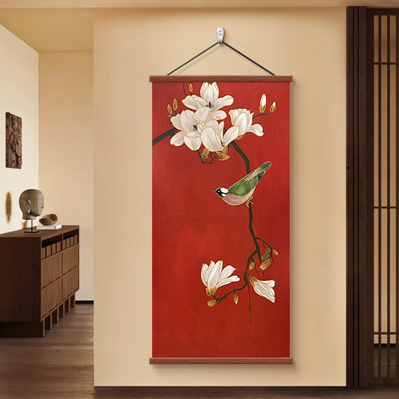 喜上眉梢枝头新中式客厅装饰画喜鹊报喜花卉进门墙玄关挂画卷轴画,家居饰品,现代装饰画,淘宝优惠券,粉丝福利购,淘宝优惠卷