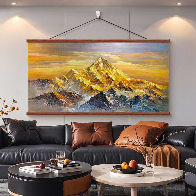 日照金山客厅装饰画横板大气沙发背景墙挂画背有靠山书房茶室壁画,家居饰品,现代装饰画,淘宝优惠券,粉丝福利购,淘宝优惠卷