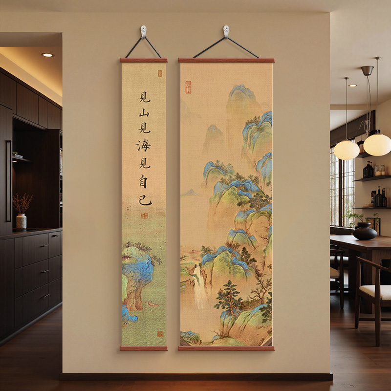 千里江山图书房茶室玄关装饰画