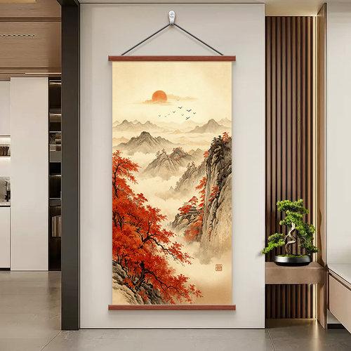 鸿运当头山水画玄关装饰画