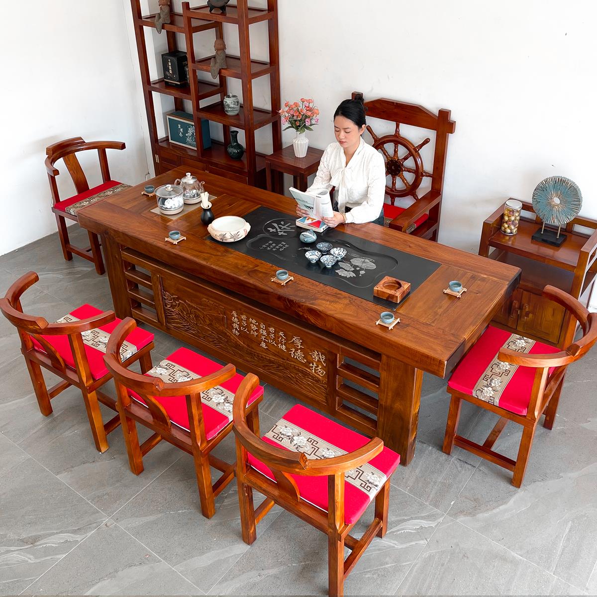 老船木茶桌椅组合茶台全实木2025新款高端茶具一整套茶几泡茶一体