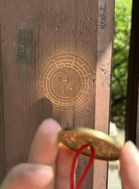 非遗黄铜透光镜仿古铜镜八卦镜摆件古法太极显相显像法镜透光镜