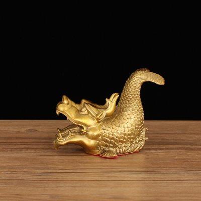 纯铜龙头鱼鳌鱼瑞兽螭吻铜器摆件龙鱼桌面家居饰品工艺品送礼