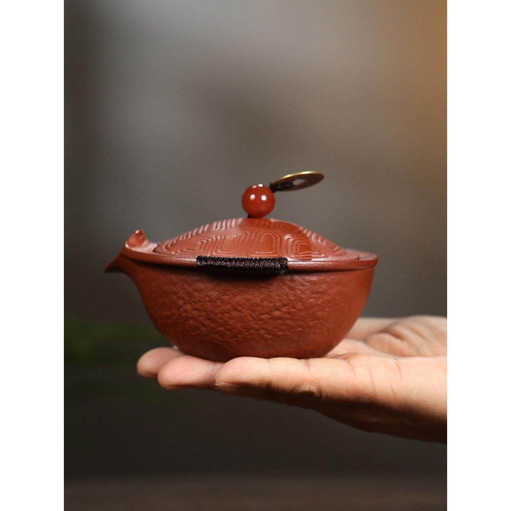 宜兴富甲一方紫砂壶手工原矿大红袍手抓茶壶家用泡茶快客杯盖碗