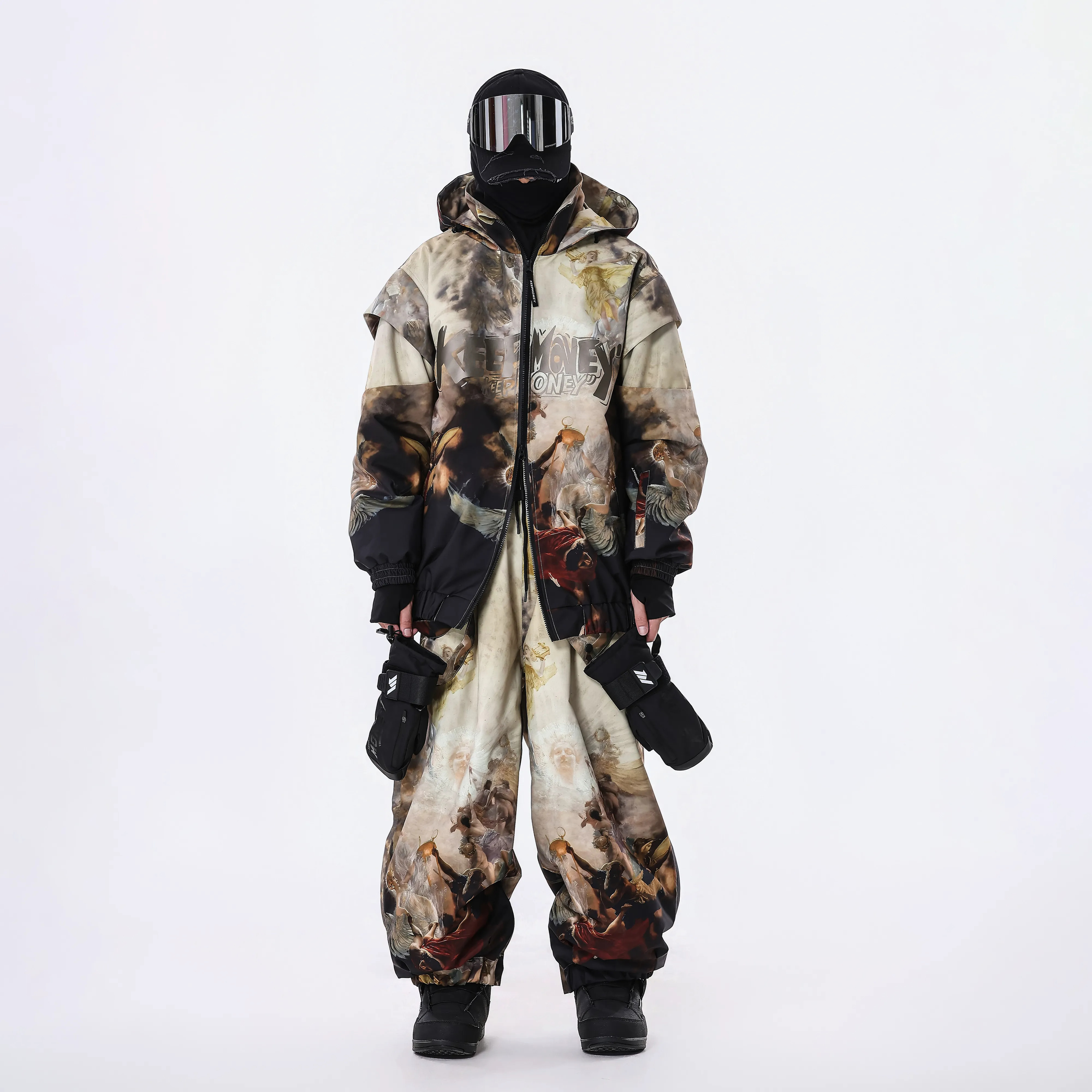 KEEPMONEY中世纪复古滑雪服套装男女单板宽松防水防风加厚雪服
