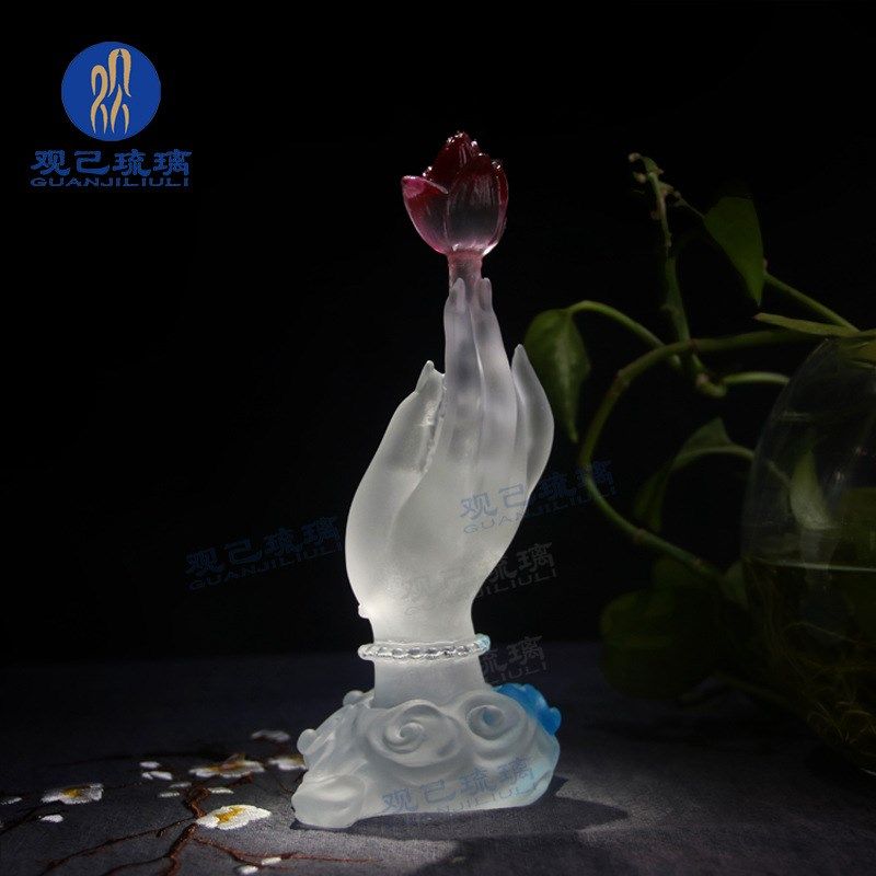 琉璃佛手莲花摆件客厅佛堂神台居家供奉用品桌面装饰工艺品