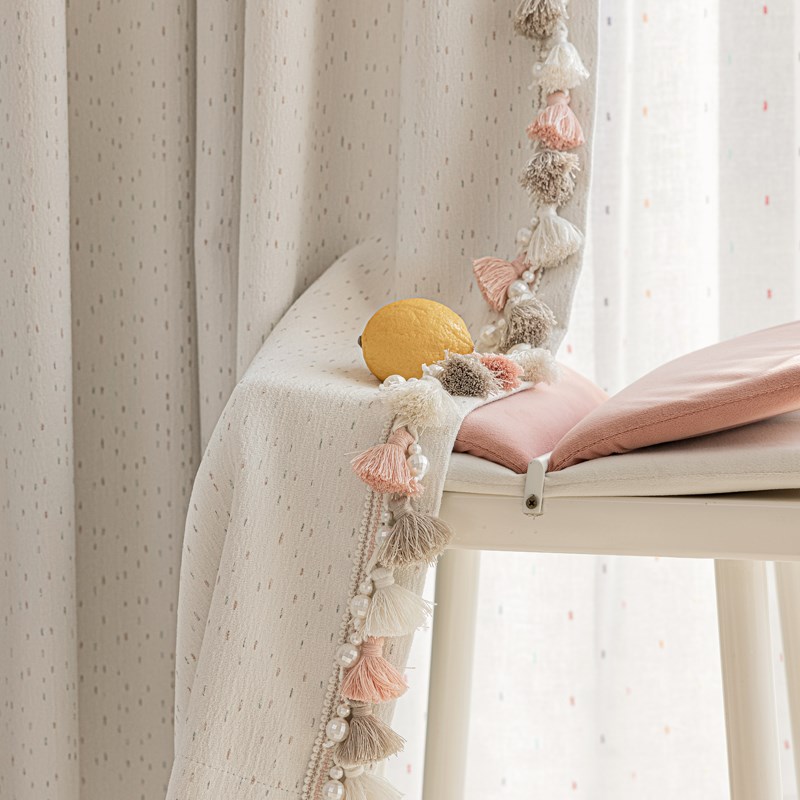 25年新款法式ins奶油风甜心派儿童房卧室全遮光环保定.型窗帘定制