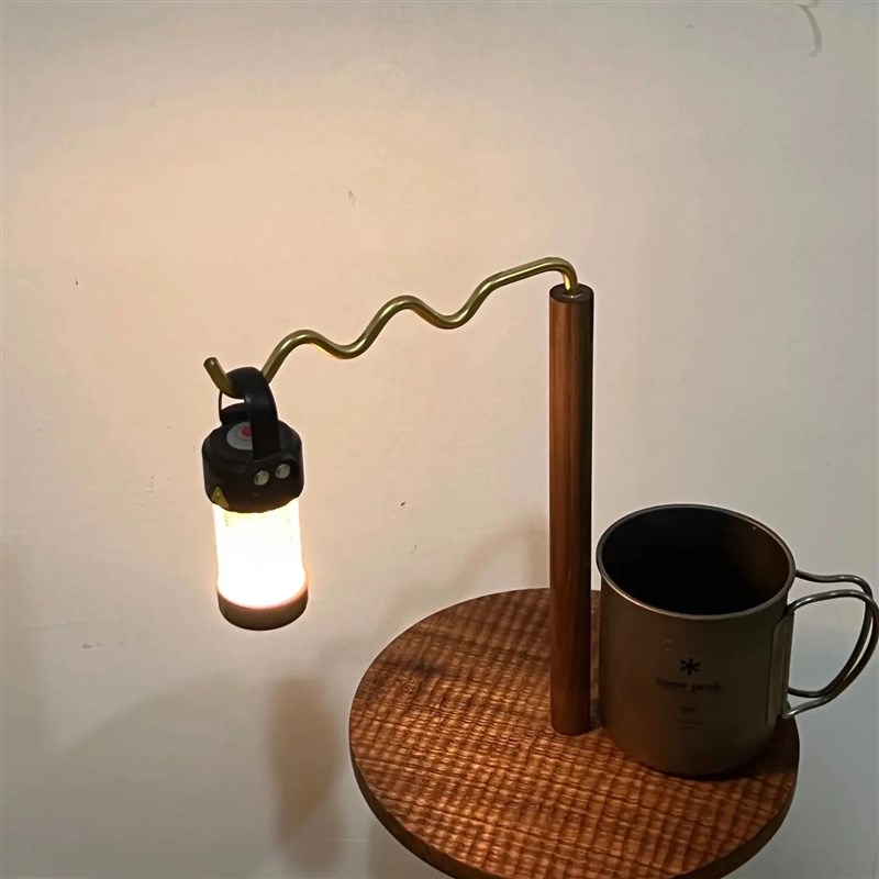 晴虹作对木工所户外露营u折叠灯架黑胡桃桌面灯杆支架野营挂灯杆