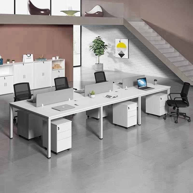 四人位屏风板式电脑工作位职员办公室桌椅家O具组合简约现代钢架