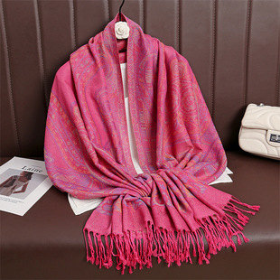 2025新款民族风提花空调被春夏薄款流苏围巾披肩两用包头巾