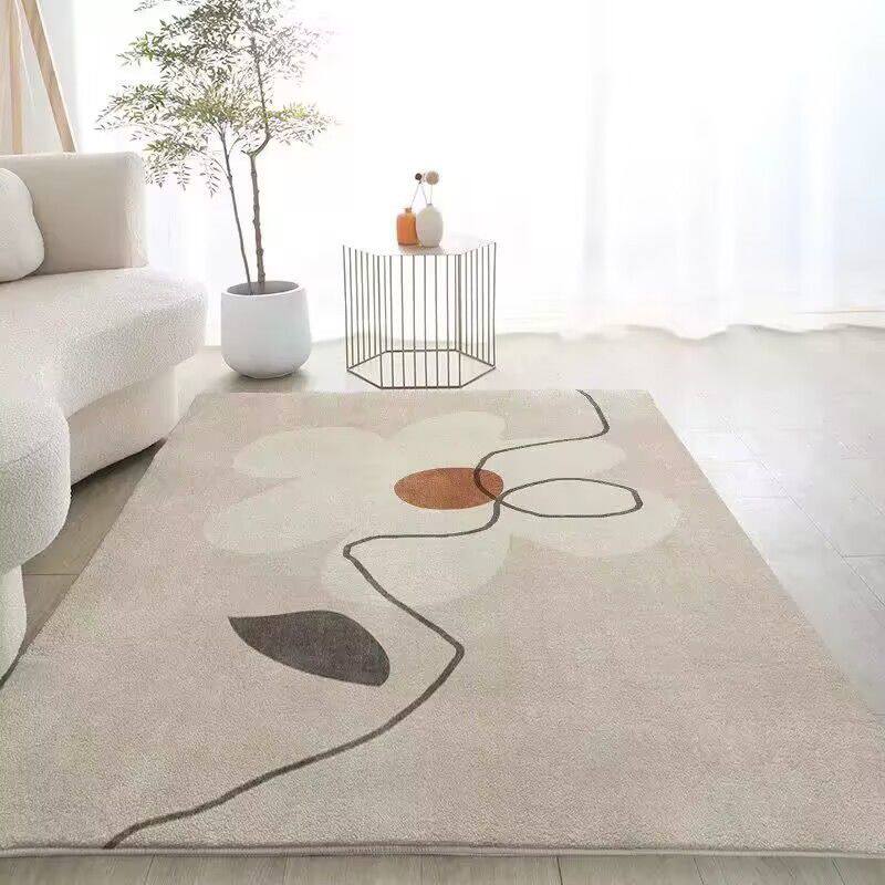 北欧莫兰迪轻奢客厅地毯卧室沙发床下仿羊绒地毯现简约
