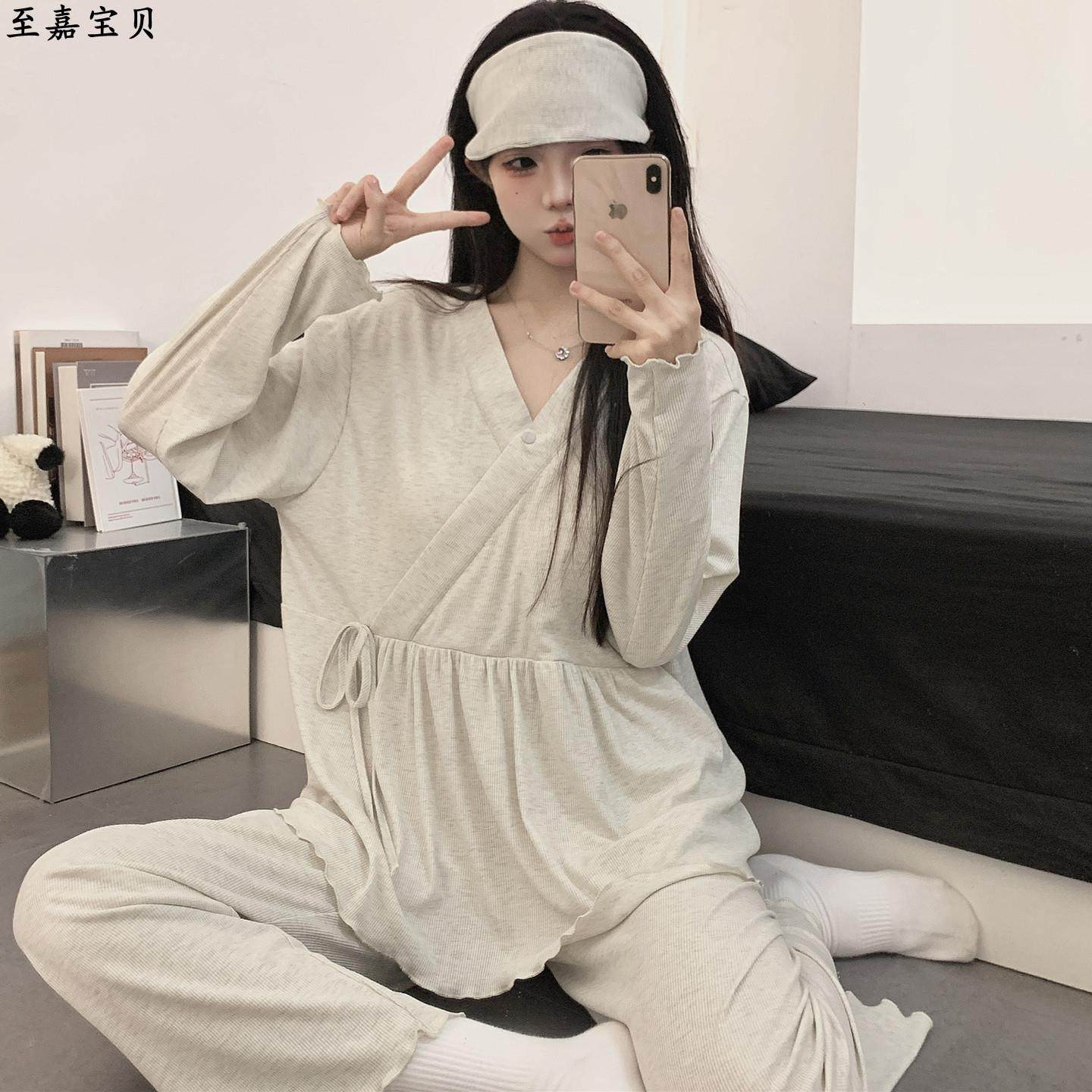 送月子帽莫代尔月子服带胸垫夏季薄款待产妇孕妇睡衣哺乳和服套头,女士内衣/男士内衣/家居服,睡衣/家居服套装,淘宝优惠券,粉丝福利购,淘宝优惠卷