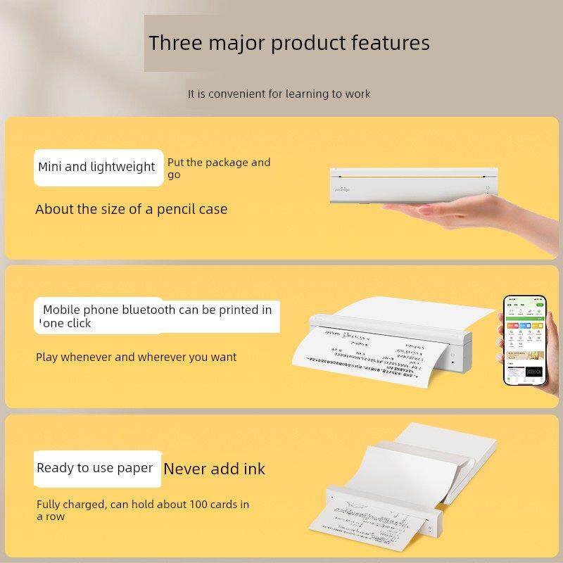 爱立信家用打印机便携式小型可连接手机学生作业A4纸试卷黑白无墨