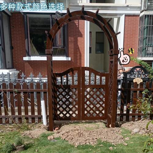 防腐木园艺爬藤架葡萄架篱笆花槽景观门隔断网格栅栏双门