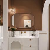 复古创意led卫浴镜洗手间壁挂异形化妆镜子卫生间轻奢装 饰镜除雾