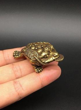 全铜金蟾三足蟾蜍小摆件金蝉蜍小镇纸把玩件小号实心黄铜茶宠文玩