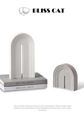 北欧现代简约砂岩拱门摆件样板间儿童房书柜电视柜创意托盘装饰品