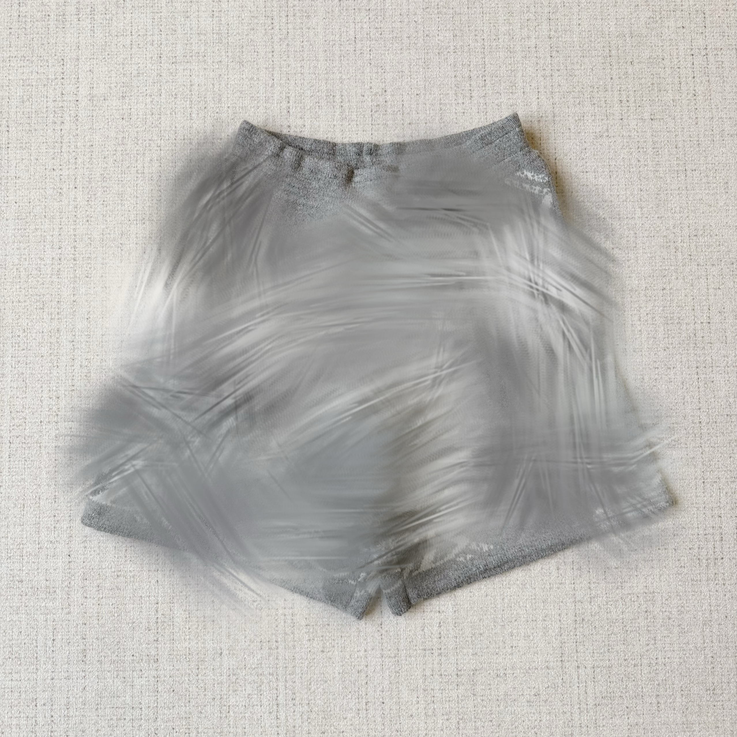 thumbnail for Grey CB knitted plush shorts
