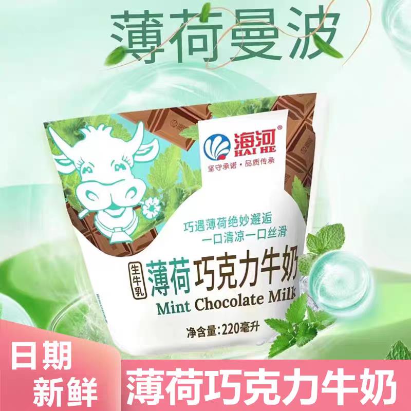 现货海河薄荷巧克力牛奶220ml新品风味奶海河薄荷巧克力味网红