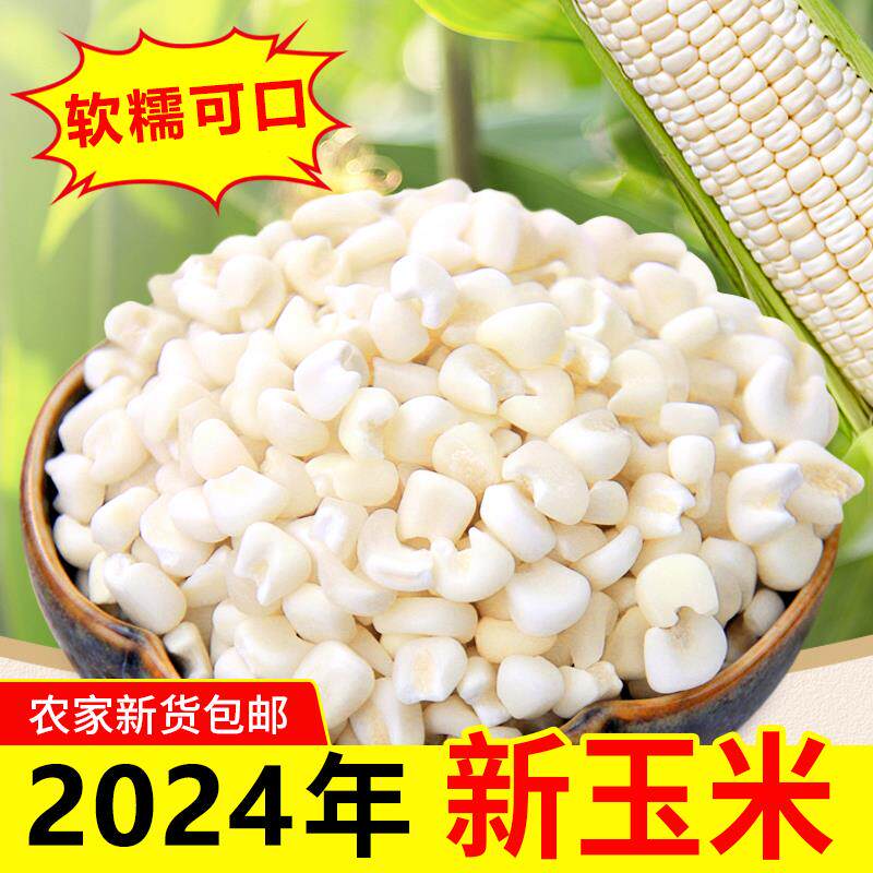 广西忻城糯玉米头白珍珠玉米粒干玉米脱皮煮粥糖水玉米碴子小颗粒