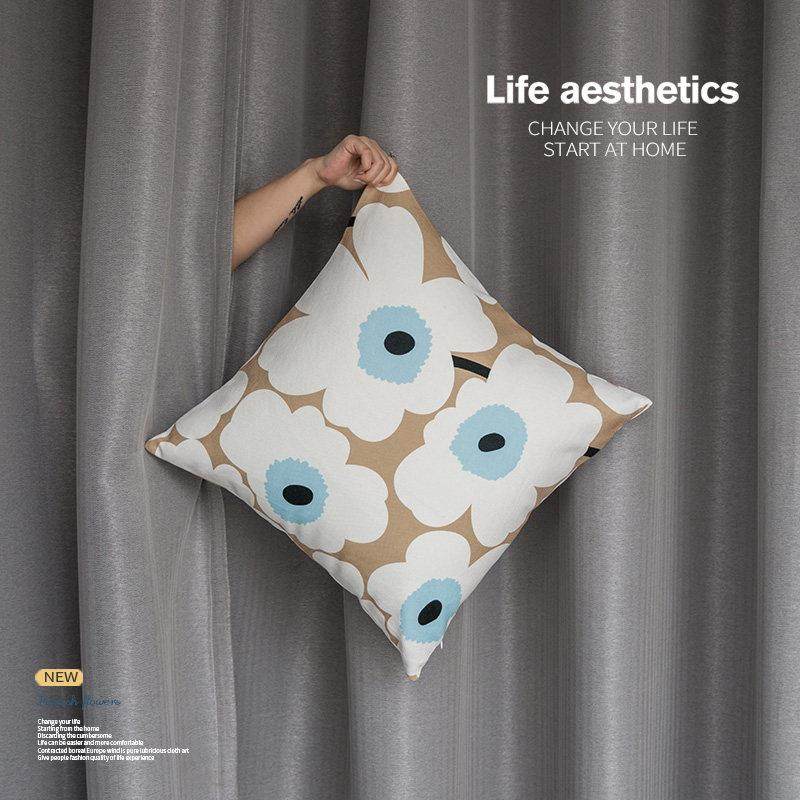 芬兰设计师款花朵抱枕棉麻抱枕沙发靠枕客厅沙发抱枕靠垫双面抱枕,居家布艺,靠垫/抱枕,淘宝优惠券,粉丝福利购,淘宝优惠卷