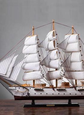 实木帆船摆件模型一帆风顺客厅玄关酒店前台招财高档电视柜工艺礼