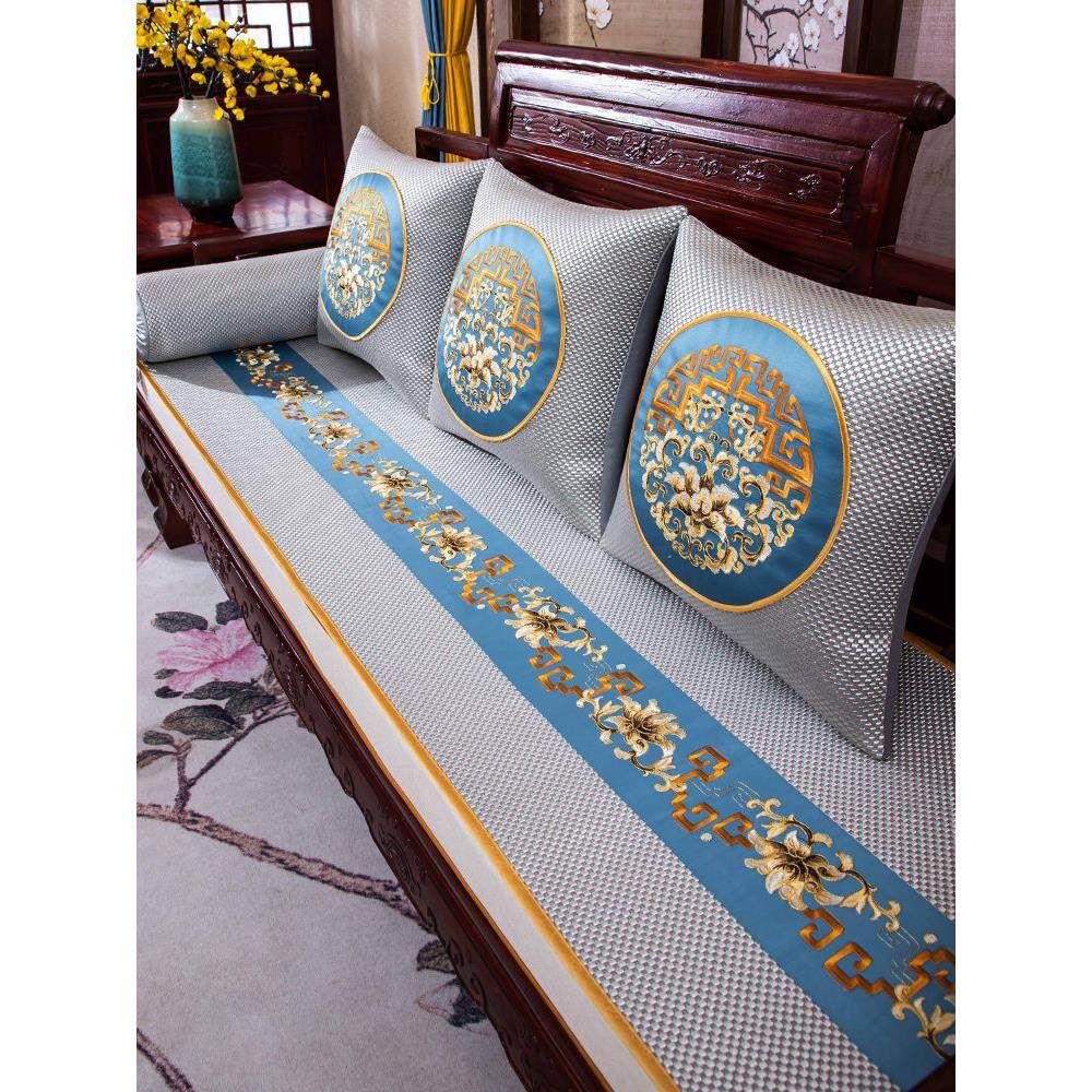 夏季中式冰丝凉席沙发垫实木家具沙发坐垫凉垫子夏天沙发盖巾定制