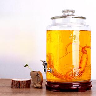 玻璃泡酒瓶带龙头10斤20斤大号家用酿酒密封罐大口雕花药酒瓶酒缸
