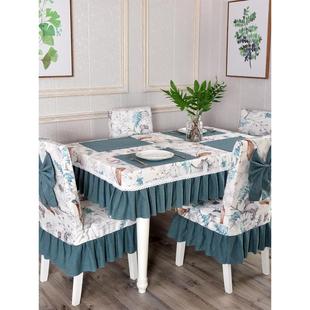 斯堪的纳维亚新棉和亚麻加厚新鲜桌布定制餐椅套组合凳子套定制桌