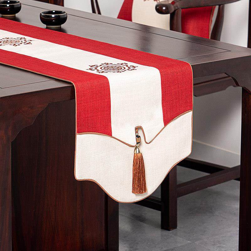 新中式桌旗红色茶几桌布婚庆喜庆结婚床旗茶台茶桌禅意简约喜茶席,居家布艺,桌旗,淘宝优惠券,粉丝福利购,淘宝优惠卷