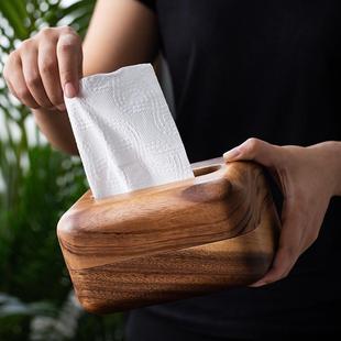 创意长方形餐巾纸盒 南美胡桃木木制纸巾盒家用客厅木质抽纸盒日式