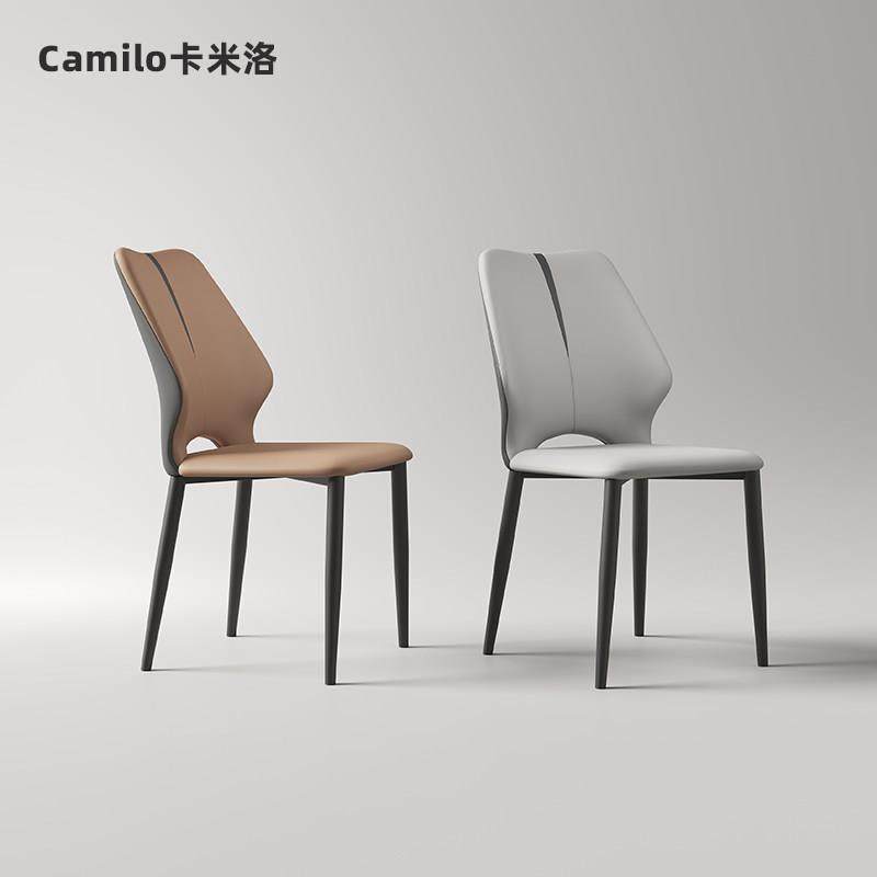 餐椅轻奢高级感北欧饭厅家用猫抓皮凳子意式极简椅子餐桌椅靠背椅